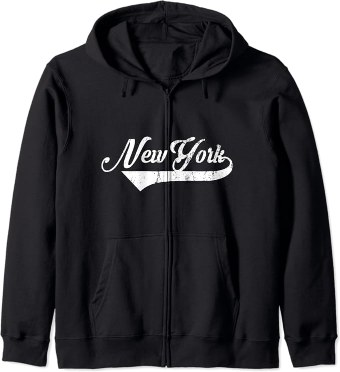 New York city New York Vintage Retro Style design Zip Hoodie: Amazon.co